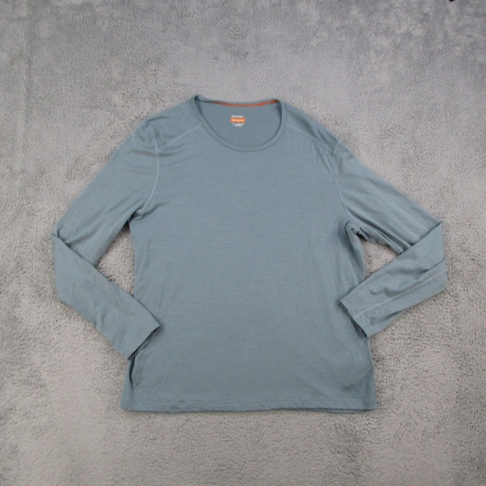 Icebreaker Base Layer Mens XL Blue 200 Merino Wool Long Sleeve Crew Neck Shirt
